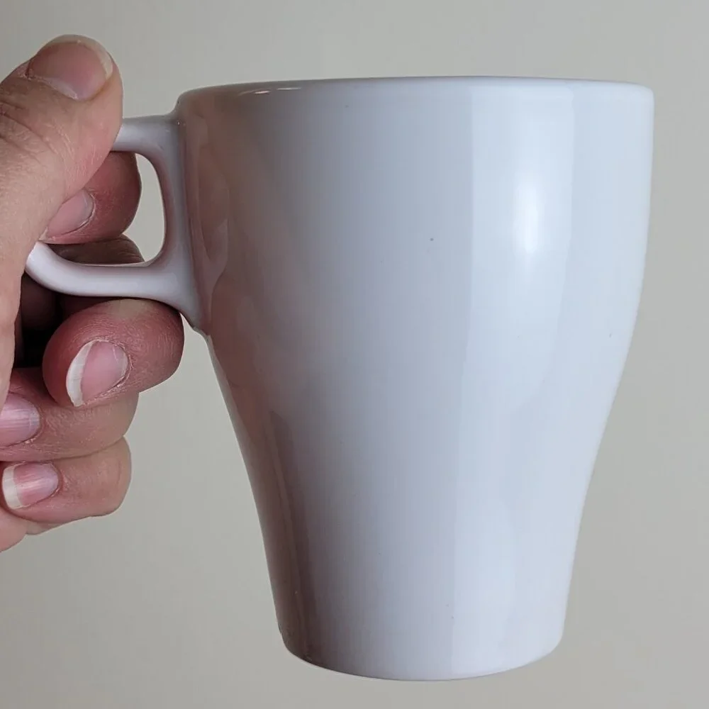 IKEA FÄRGRIK Mug White 8oz Retro Stackable Nesting Tapered Stoneware cup coffee.